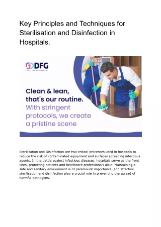 Key Principles and Techniques for Sterilisation and Disinfection in Hospitals (1)