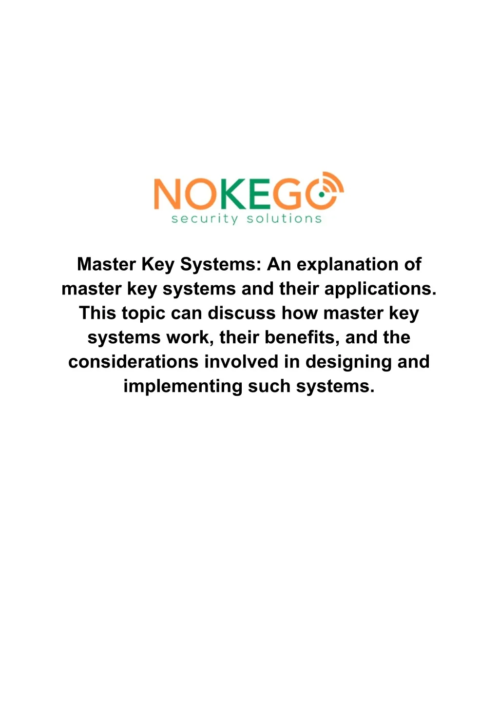 PPT - Master Key Systems: An explanation of master key systems and ...