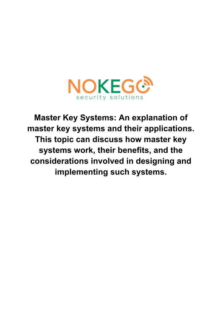 master key systems an explanation of master