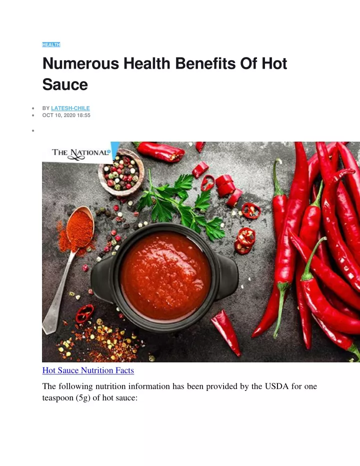 health numerous health benefits of hot sauce