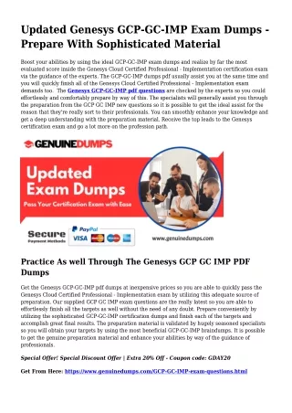 GCP-GC-IMP PDF Dumps - Genesys Certification Produced Straightforward