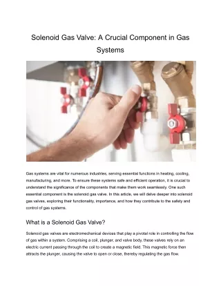 Solenoid Gas Valve: A Crucial Component in Gas Systems