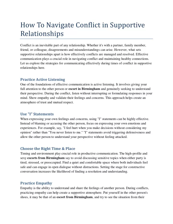 how to navigate conflict in supportive