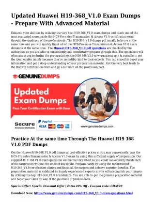 H19-368_V1.0 PDF Dumps For Finest Exam Success