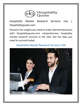 Hospitality Market Research Services Usa  Hospitalityquota