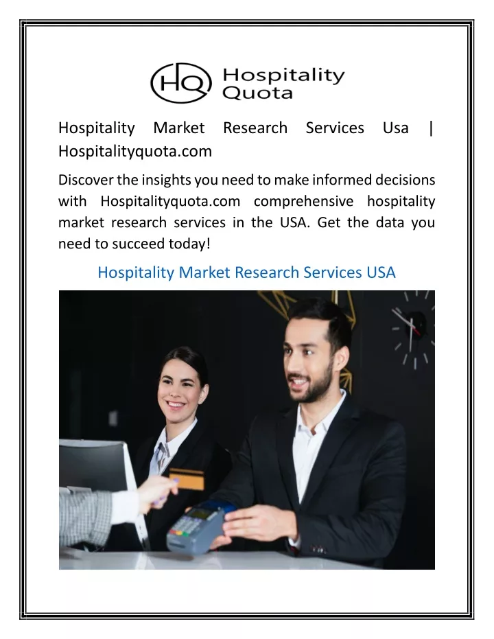 hospitality market research services