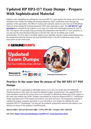 HP2-I17 PDF Dumps To Quicken Your HP Quest
