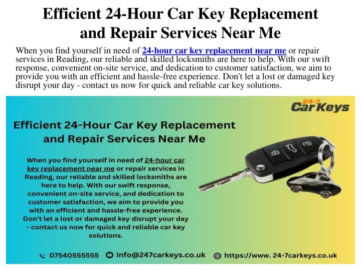 efficient 24 hour car key replacement and repair services near me