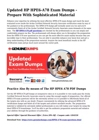 HPE6-A78 PDF Dumps The Quintessential Supply For Preparation