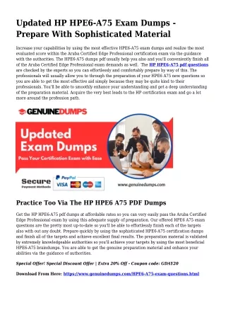 HPE6-A75 PDF Dumps For Most effective Exam Accomplishment