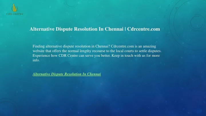 alternative dispute resolution in chennai