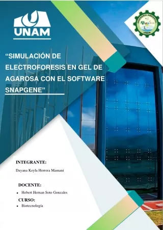 INFORME - “SIMULACIÓN DE ELECTROFORESIS EN GEL DE AGAROSA CON EL SOFTWARE SNAPGENE”