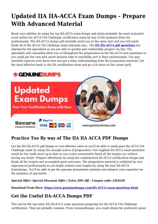 IIA-ACCA PDF Dumps - IIA Certification Created Quick