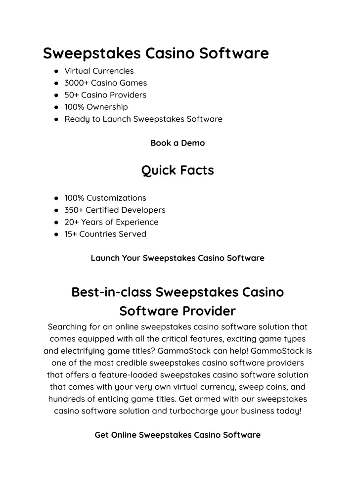 sweepstakes casino software virtual currencies