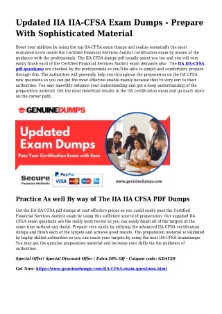IIA-CFSA PDF Dumps - IIA Certification Created Effortless