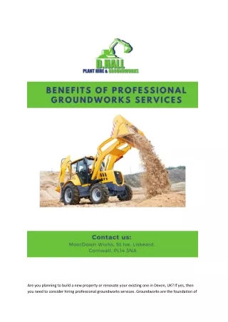 Benefits of Professional Groundworks Services in Devon