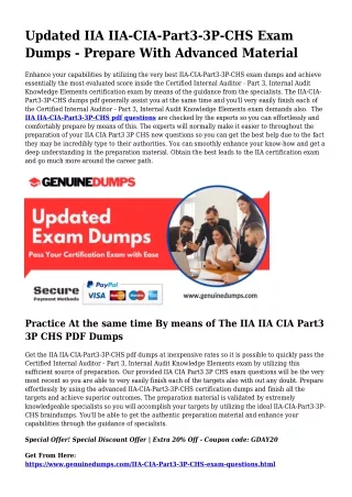 IIA-CIA-Part3-3P-CHS PDF Dumps The Final Source For Preparation