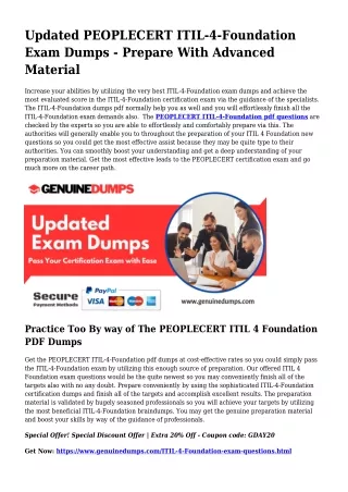 Necessary ITIL-4-Foundation PDF Dumps for Best Scores