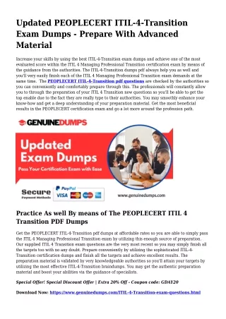 Essential ITIL-4-Transition PDF Dumps for Top Scores