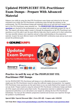 ITIL-Practitioner PDF Dumps To Speed up Your PEOPLECERT Quest