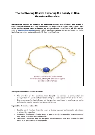 The Captivating Charm_ Exploring the Beauty of Blue Gemstone Bracelets