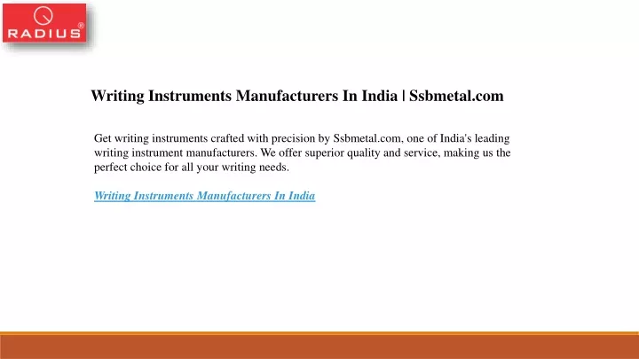 writing instruments manufacturers in india