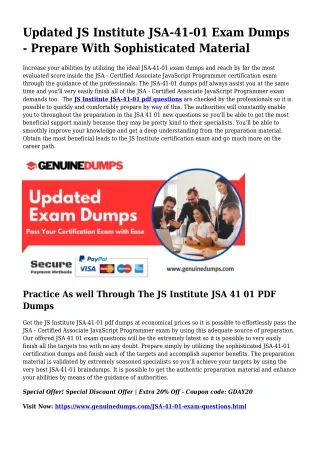 JSA-41-01 PDF Dumps To Increase Your JS Institute Journey