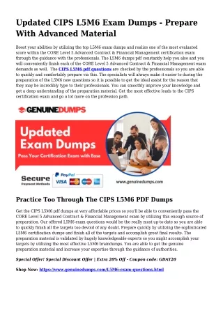 L5M6 PDF Dumps - CIPS Certification Produced Quick