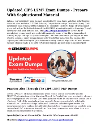 L5M7 PDF Dumps To Increase Your CIPS Quest