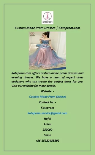 Custom Made Prom Dresses  Kateprom