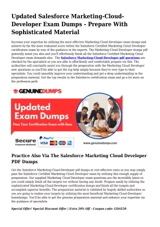Necessary Marketing-Cloud-Developer PDF Dumps for Major Scores