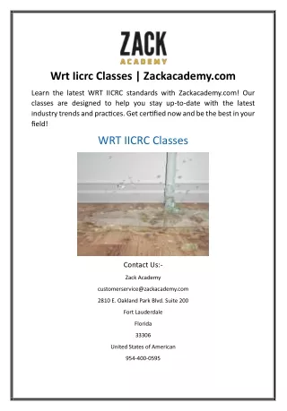 wrt iicrc classes zackacademy com