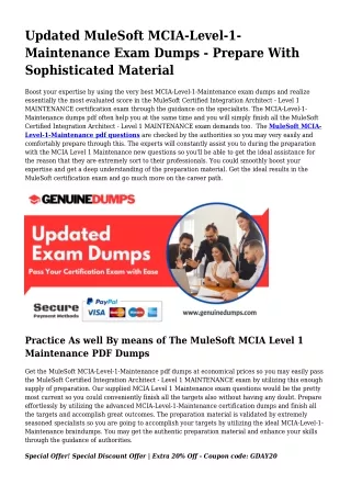 MCIA-Level-1-Maintenance PDF Dumps For Most effective Exam Accomplishment