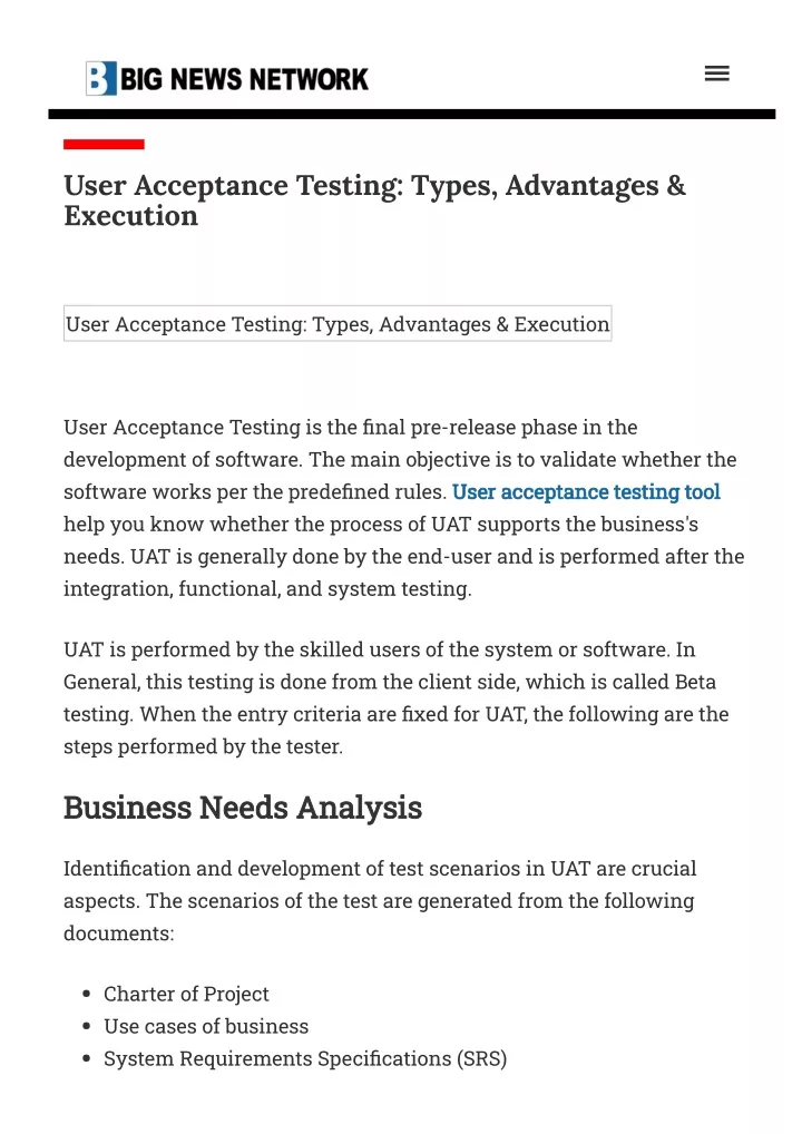 user acceptance testing types advantages execution