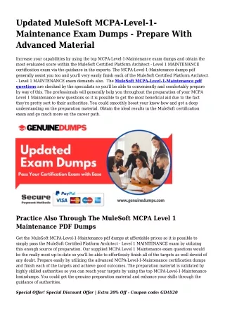 Important MCPA-Level-1-Maintenance PDF Dumps for Leading Scores