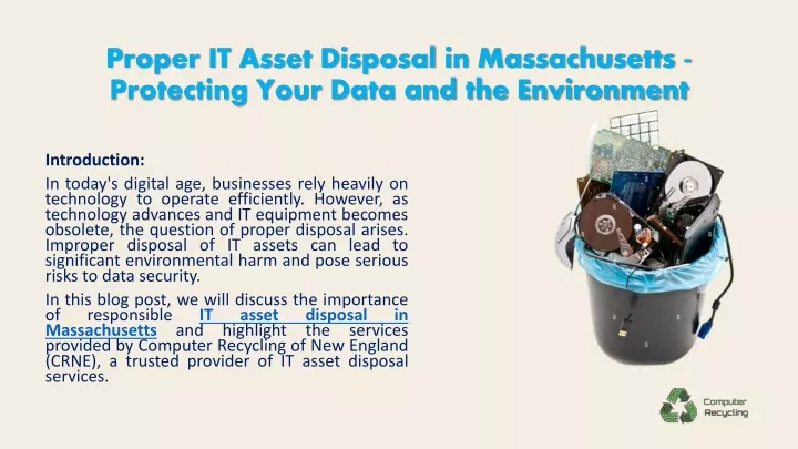 proper it asset disposal in massachusetts protecting your data and the environment