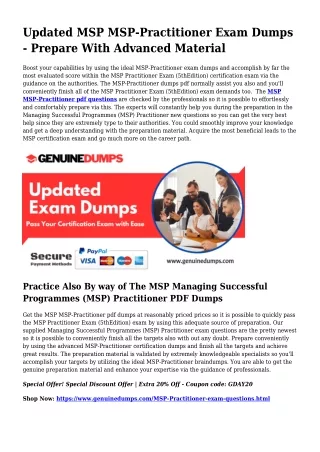 MSP-Practitioner PDF Dumps For Ideal Exam Accomplishment
