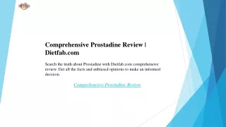 Comprehensive Prostadine Review  Dietfab.com
