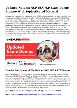 NCP-EUC-6.0 PDF Dumps The Supreme Source For Preparation