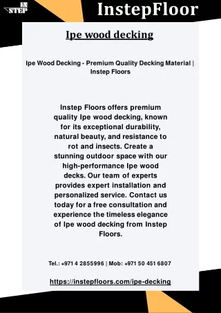 Ipe Wood Decking - Premium Quality and Durability | Instep Floors