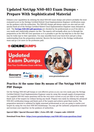 NS0-403 PDF Dumps The Supreme Supply For Preparation