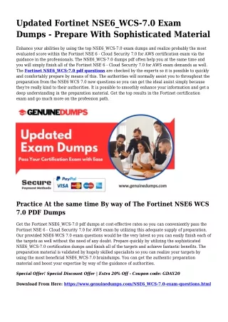 NSE6_WCS-7.0 PDF Dumps The Final Source For Preparation