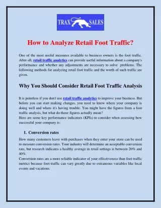 How to Analyze Retail Foot Traffic