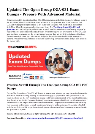 OGA-031 PDF Dumps For Greatest Exam Accomplishment