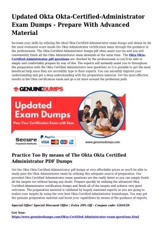 Okta-Certified-Administrator PDF Dumps To Increase Your Okta Journey