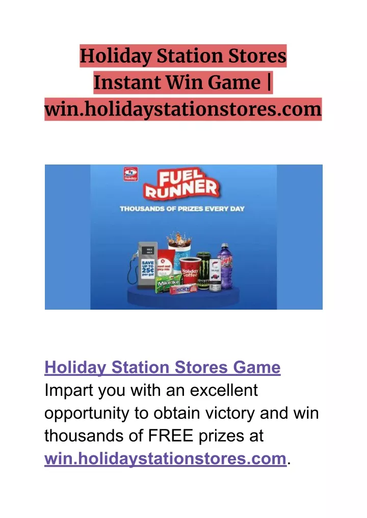 holiday station stores instant win game