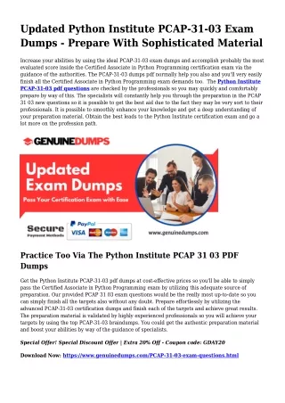 Critical PCAP-31-03 PDF Dumps for Top rated Scores
