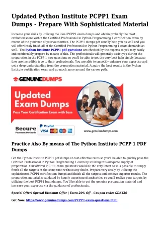 PCPP1 PDF Dumps The Greatest Supply For Preparation