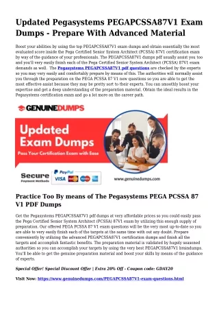 PEGAPCSSA87V1 PDF Dumps The Greatest Supply For Preparation
