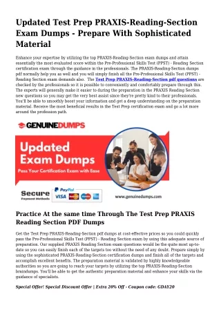PRAXIS-Reading-Section PDF Dumps To Accelerate Your Test Prep Trip